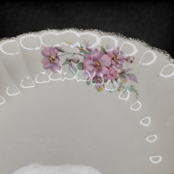 1940s Vintage Sebring Golden Ware Wild Rose 22K Gold Rimmed Bowls Set of 2 - Picture 6 of 16